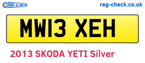MW13XEH are the vehicle registration plates.