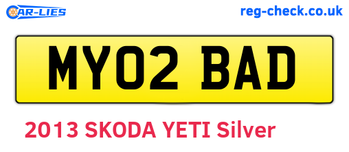 MY02BAD are the vehicle registration plates.