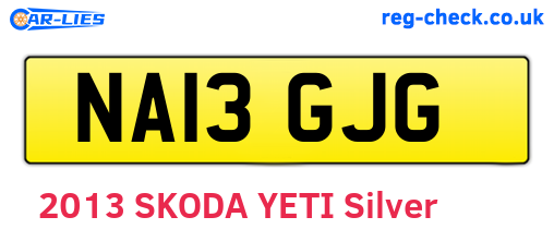 NA13GJG are the vehicle registration plates.