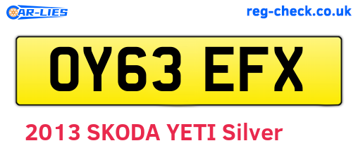 OY63EFX are the vehicle registration plates.
