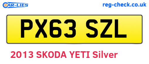 PX63SZL are the vehicle registration plates.