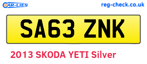 SA63ZNK are the vehicle registration plates.