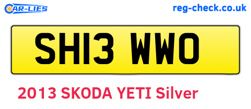 SH13WWO are the vehicle registration plates.