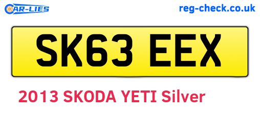 SK63EEX are the vehicle registration plates.