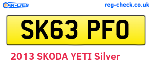 SK63PFO are the vehicle registration plates.