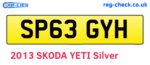 SP63GYH are the vehicle registration plates.