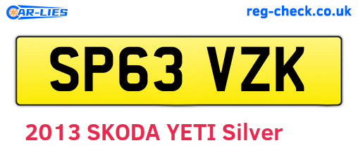 SP63VZK are the vehicle registration plates.