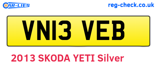 VN13VEB are the vehicle registration plates.