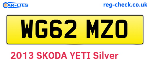WG62MZO are the vehicle registration plates.