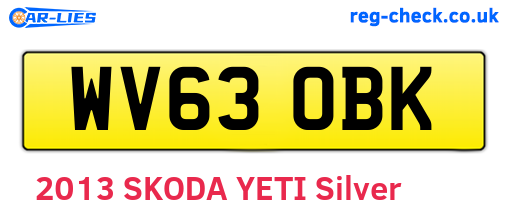WV63OBK are the vehicle registration plates.