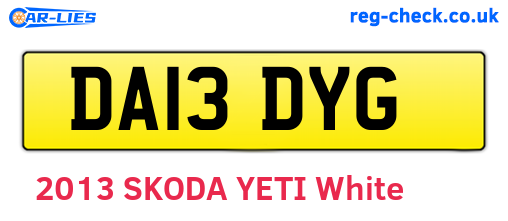 DA13DYG are the vehicle registration plates.