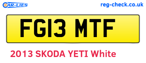 FG13MTF are the vehicle registration plates.