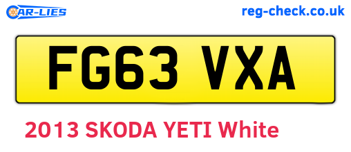 FG63VXA are the vehicle registration plates.