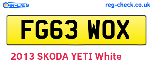 FG63WOX are the vehicle registration plates.