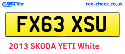 FX63XSU are the vehicle registration plates.