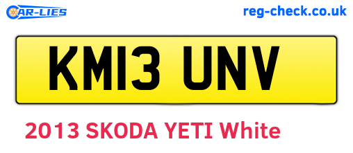 KM13UNV are the vehicle registration plates.