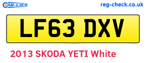 LF63DXV are the vehicle registration plates.