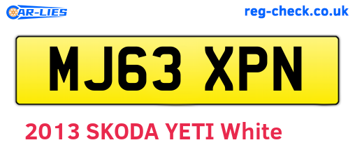 MJ63XPN are the vehicle registration plates.