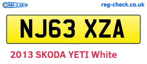 NJ63XZA are the vehicle registration plates.