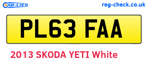PL63FAA are the vehicle registration plates.