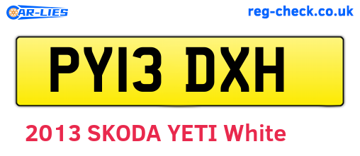 PY13DXH are the vehicle registration plates.
