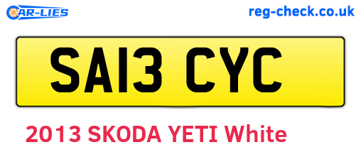 SA13CYC are the vehicle registration plates.