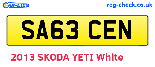 SA63CEN are the vehicle registration plates.