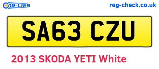 SA63CZU are the vehicle registration plates.