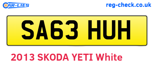 SA63HUH are the vehicle registration plates.