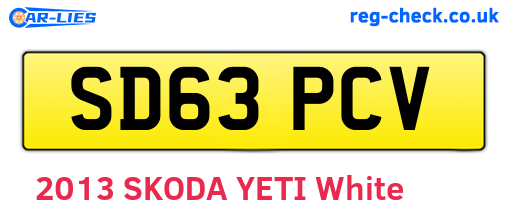 SD63PCV are the vehicle registration plates.