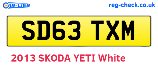 SD63TXM are the vehicle registration plates.