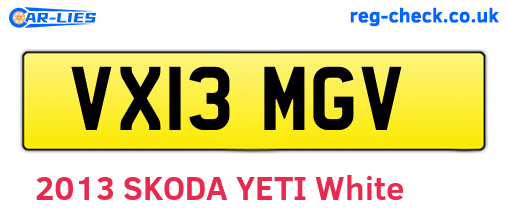 VX13MGV are the vehicle registration plates.
