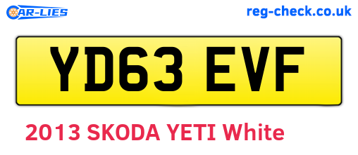 YD63EVF are the vehicle registration plates.