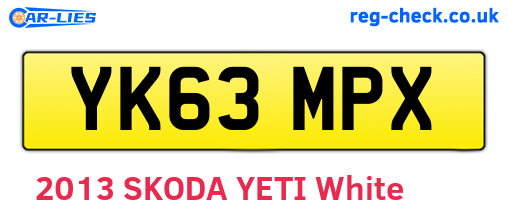 YK63MPX are the vehicle registration plates.
