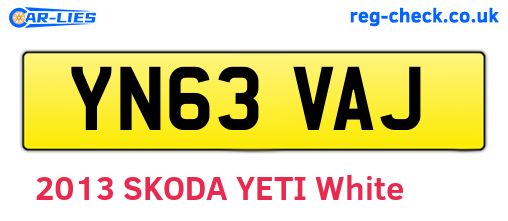 YN63VAJ are the vehicle registration plates.