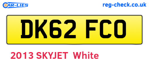 DK62FCO are the vehicle registration plates.