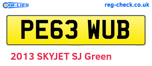 PE63WUB are the vehicle registration plates.