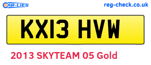 KX13HVW are the vehicle registration plates.
