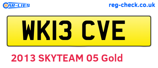 WK13CVE are the vehicle registration plates.