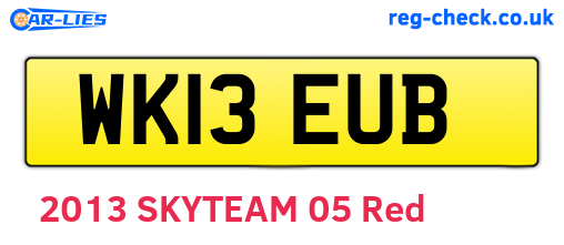 WK13EUB are the vehicle registration plates.