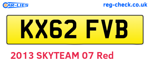 KX62FVB are the vehicle registration plates.