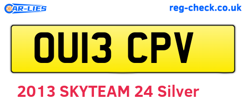 OU13CPV are the vehicle registration plates.