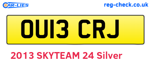OU13CRJ are the vehicle registration plates.