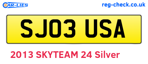 SJ03USA are the vehicle registration plates.