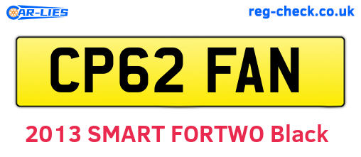 CP62FAN are the vehicle registration plates.