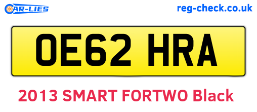 OE62HRA are the vehicle registration plates.