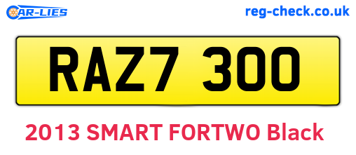 RAZ7300 are the vehicle registration plates.