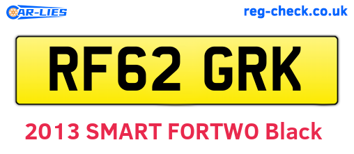 RF62GRK are the vehicle registration plates.
