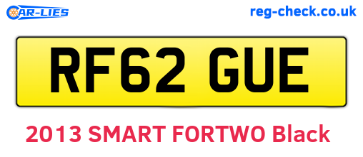 RF62GUE are the vehicle registration plates.
