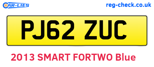 PJ62ZUC are the vehicle registration plates.